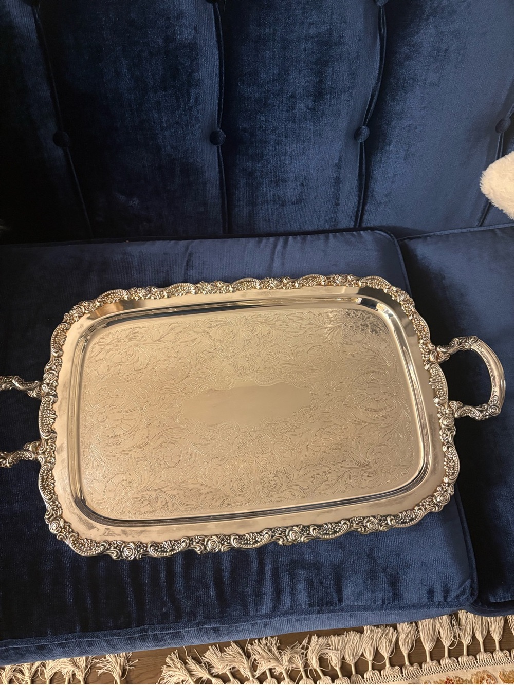 Silver Ornate Serving Tray - Elegant Home Bath Accent